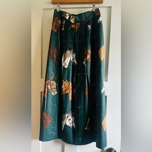 Vintage equestrian print hunter green miniskirt